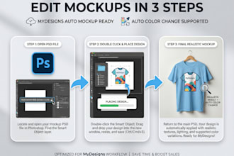create custom PSD smart object mockups for mydesigns