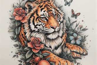 design professional japanese, asian style tattoo design