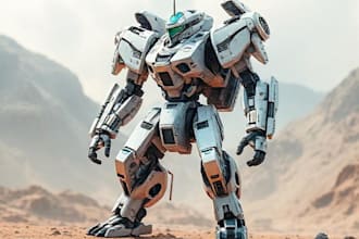 design robots and concept art of futuristic mecha