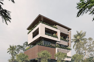 design tropical house architecture interior realistic 3d