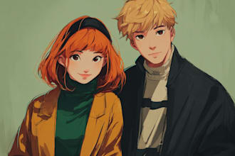 draw anime style couple drawing