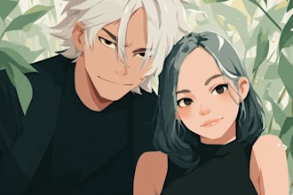 draw anime couple illustration