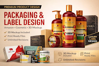 design amazon product packaging and label design for skincare cosmetic branding