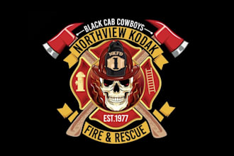 design custom firefighter or fireman typography t shirt logo