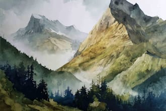do creative watercolor landscape art