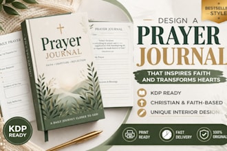 design prayer journal, christian planner, devotional workbook for KDP or etsy