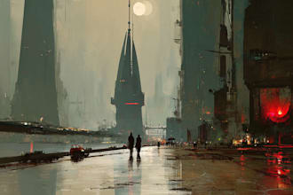create high quality cyberpunk city digital art