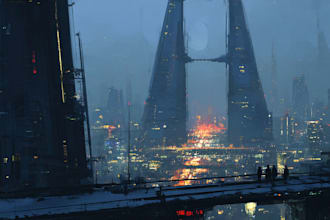 design a cinematic cyberpunk city for your story or game