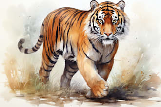 draw watercolor animal illustration art for you