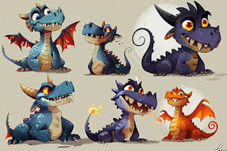 draw cartoon for character, monster, dragon