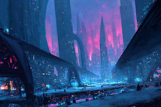 make epic cyberpunk city art for games, or concept art