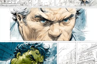 draw a comic book illustration, comic graphic novel