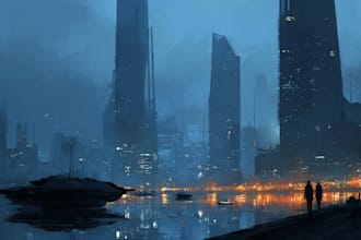 craft a futuristic dystopian cyberpunk city illustration