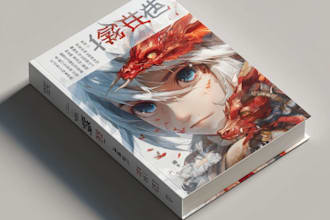 draw a novel book cover with anime style