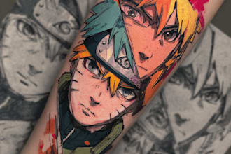 make comic cartoon anime tattoo design