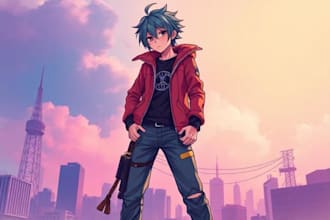 draw cyberpunk lofi or streetwear anime illustration