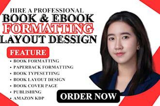 do book formatting, paperback formatting, book layout design for amazon kdp