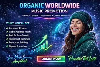 do soundcloud anghami shazam bandcamp spotify music promotion worldwide
