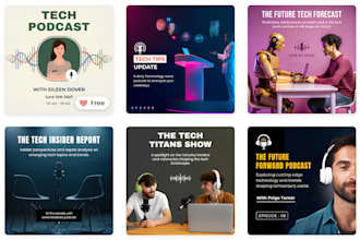 design business podcast cover, tech podcast cover and podcast artwork