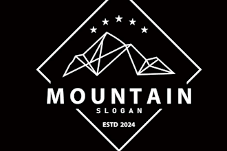 custom outdoor, mountain, and exploration logo design