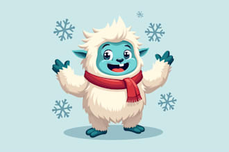 do cute funny yeti mascot logo design 1 day