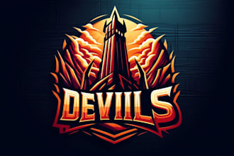 give stand out devils tower game logo with creative concept
