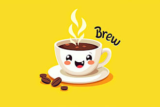 do funny coffee cup logo design unlimited revision