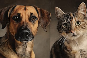 do a custom pet portrait, dog portrait, cat portrait