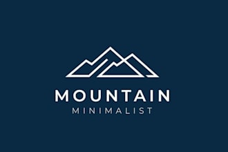 create a unique mountain logo for travel, hiking, or camping brand