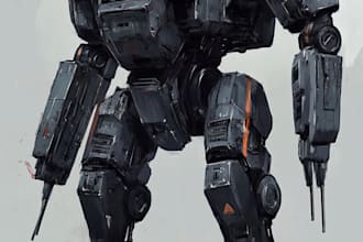 create retro mecha or scifi gundam art