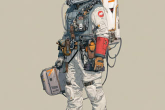 draw sci fi character, robot, alien or cyberpunk hero