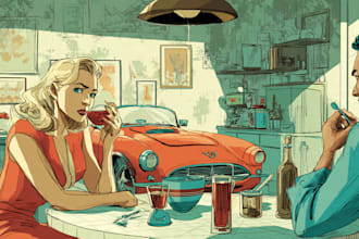 design retro comic page illustration, nsfw vintage retro comic book art, pop art