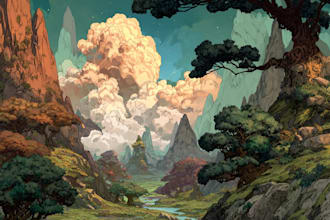 make a fantasy landscape illustration