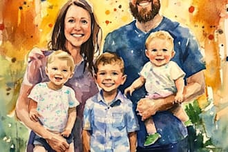 create a watercolor family portrait