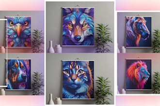 design vibrant psychedelic animal digital wall art,phone wallpapers