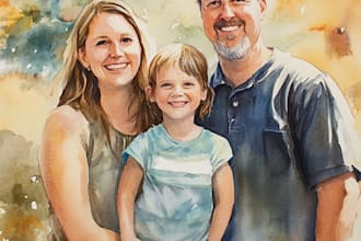 create a watercolor family portrait