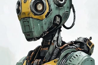 draw amazing character mecha robot illustration