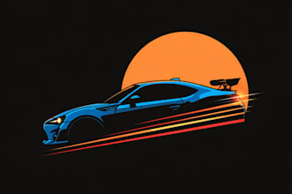 design car and racing logo