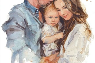 custom watercolor family portrait