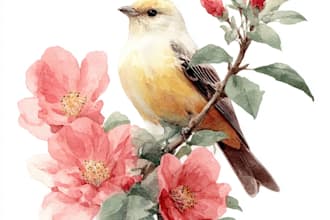 draw watercolor illustrations of animals, birds, and nature