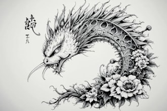 make a detailed art japanese style tattoos for you