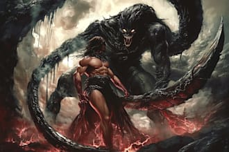 illustrate any kind of dark fantasy scary horror character
