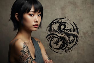 create a japanese style tattoo design and art
