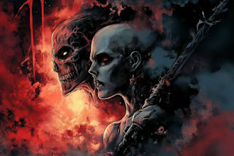 illustrate any kind of dark fantasy scary horror character
