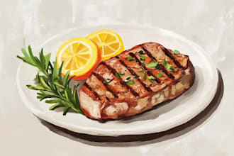 draw custom food illustrations
