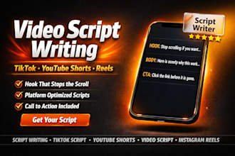 write a video script tiktok script and youtube script writing