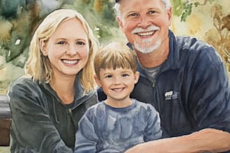 make watercolor family portrait