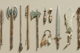 draw custom fantasy dnd weapons art and props