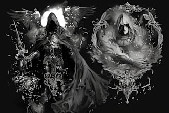 create dark art and heavy death metal illustration