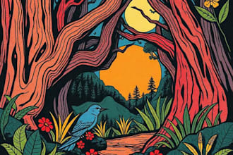 draw high quality linocut illustration for shirt design